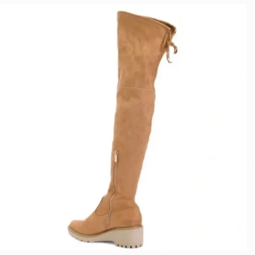 NEW Nicole Miller Bass Faux Suede Over the Knee Camel Boot Size 7.5